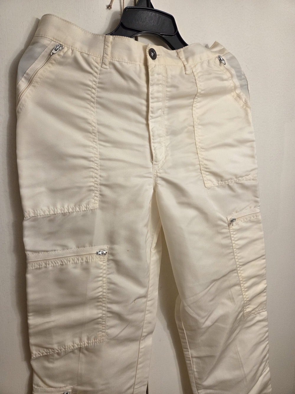 Vintage White Parachute Pants 80s